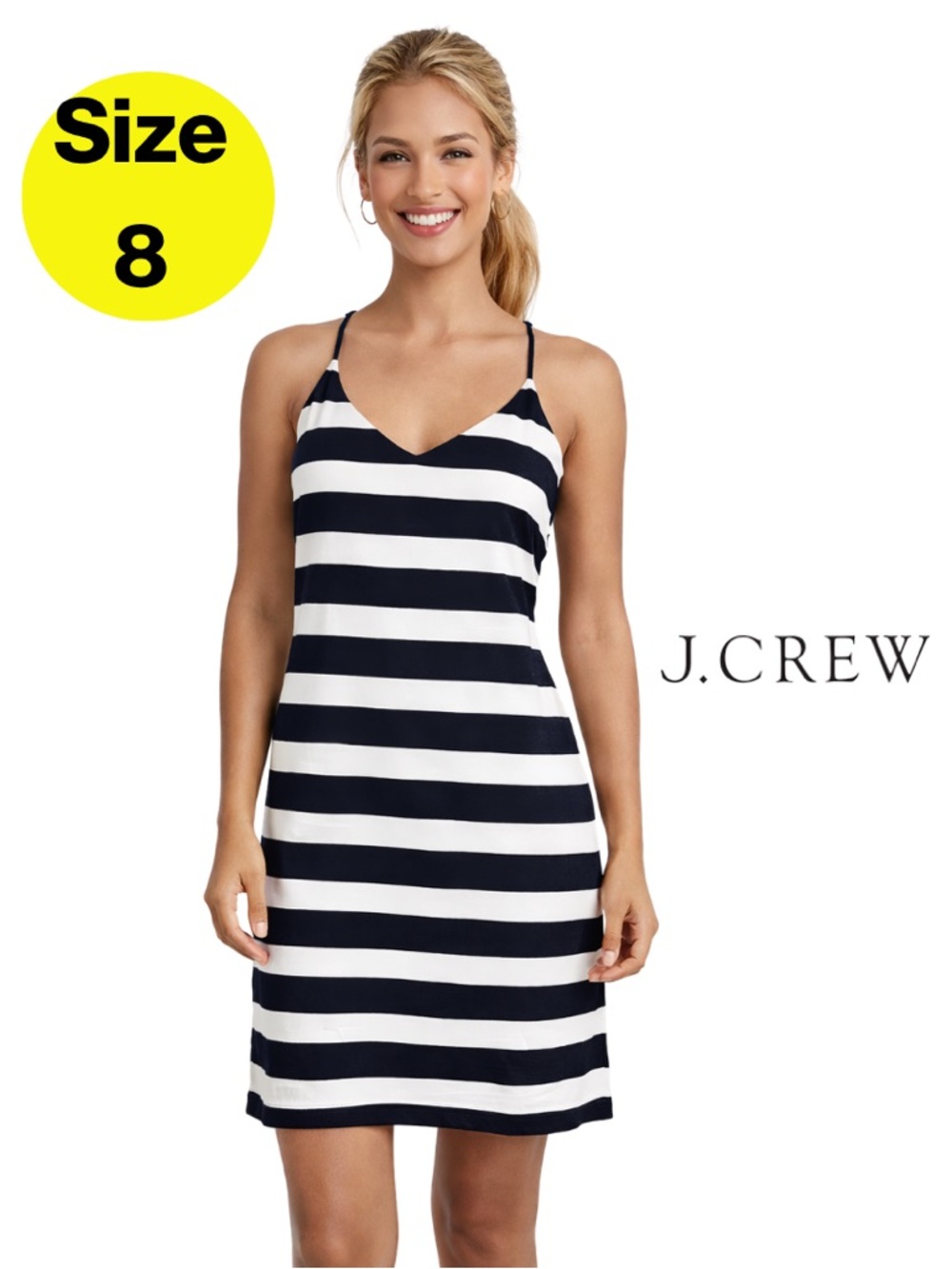 J. CREW ☀️ Halter Racerback Pull-On Striped Mini Dress (Women’s Size 8)